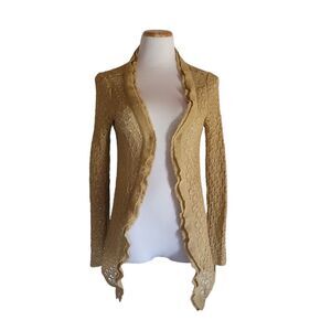 MFH Knits 70% Baby Alpaca 30% Silk Tan Knitted Cardigan Small